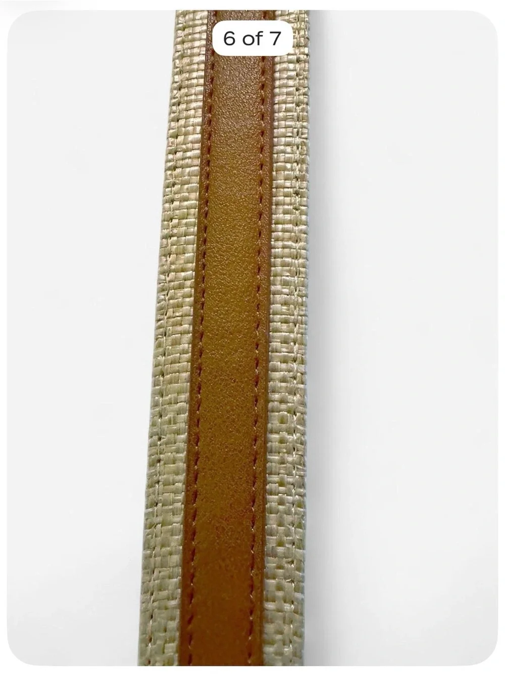 Anne Klein Woven Straw Belt Tan Brown Gold Twisted Buckle Women’s Size M/L